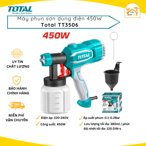 Máy phun sơn dùng điện TOTAL TT3506  công suất 450W lưu lượng tối đa 380ml/phút - Hàng Chính hãng