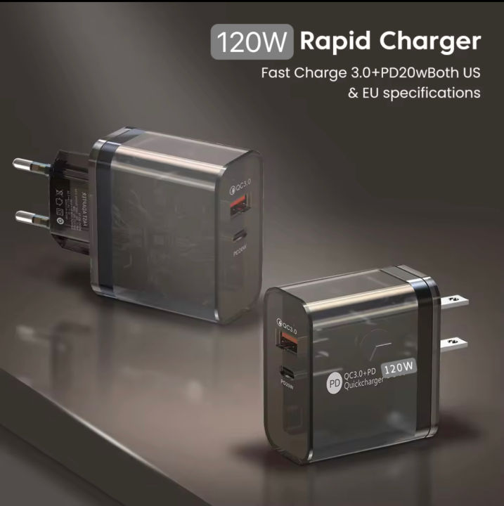 IVY High-Speed 120W Dual USB Type C PD Fast Charger with