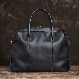 NUPUGO Genuine Leather Vintage Men Handbag Man Briefcase Brown Business Shoulder Crossbody Bag Cowhide Office 14 Inch Laptop Bag