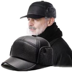 WBOTPH สำหรับคุณปู่ รัสเซียกัน กันลม ตุ๊กตาผ้าพลัฌ การขับรถ หมวกแก๊ปนักบิน อบอุ่นและอบอุ่น หมวกบอมเบอร์ผู้ชาย หมวกบีนี่ หมวกครอบหู หมวกปิดหู