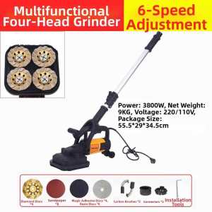 Hand Push Concrete Floor Grinder 4 Heads Floor Grinding Machine for Rough Grinding of Cement Floors