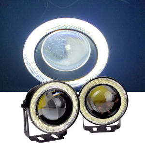 2pcs 3.5" 12V Universal COB Led Fog Light Car Angel Eyes DRL Driving Light Fog Lamp Fog Light Projector Car blue Angel Eyes Halo Ring DRL Lamp