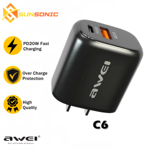 Awei C6 PD20W Fast Charging 3A Max Power Delivery Adapter Wall Charger