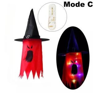 DIVATEN Glowing Light Witch Hat Lanterns Lightweight Hanging Decoration Party Decor Props Ghost Glowing Halloween Decorations Halloween