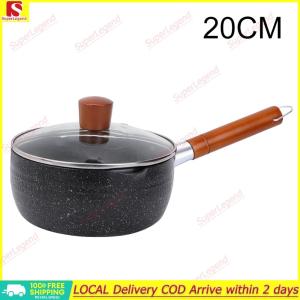 【Big Sale】Nonstick Sauce Span Boiled Milk Pot Long Handle Medical Stone Omelette Pan with Lid Universal for Milk Noodles Omelette【SuperLegend】