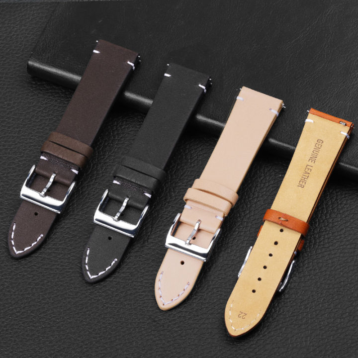 Retro Genuine Leather Strap Cowhide Soft Leather Watch Band 12 14