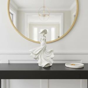 DJDK 3D Printed Dancing Lady Statue Home Decor Elegant Girl Sculpture Minimalist Flowing Skirt Women Character Statue Home