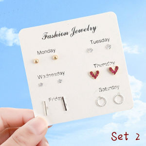 【Bosuer💛COD】6 Pasang Set Anting Berlian Imitasi Kristal Mutiara Anting Pejantan Sederhana Wanita Korea