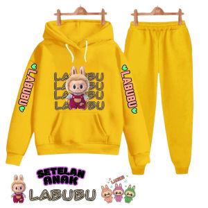 Setelan anak hoodie lengan panjang motif monster LABUBU untuk usia 3-12 tahun