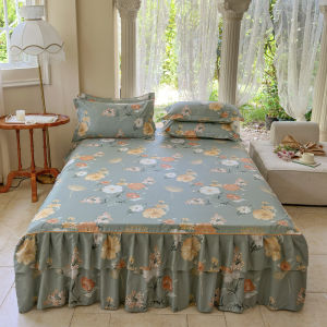SUNLIGHT HOME Floral Bedsheet With LaceMulti Patterned Bed SheetBreathable Mattress Protector 9 Colors