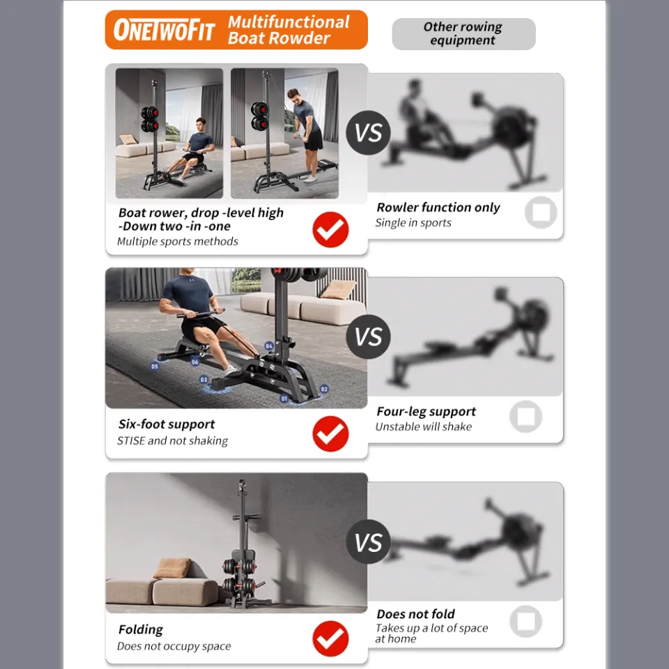 OneTwoFit Multifunctional Foldable Rowing Machine in Pull High and low  Fitness Equipment （Without Dumbbells） - Main Image
