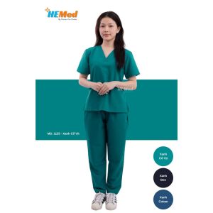 𝐒𝐜𝐫𝐮𝐛𝐬 NỮ MÀU XANH CỔ VỊT - Chất cotton mềm mại không nhăn thoáng mát