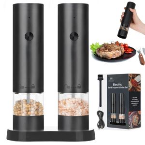B-HQ Electric Pepper Grinder Sea Salt Grinder TypeC Rechargeable 1/2 Piece Set Dustproof Lid