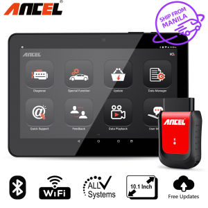 Ancel X6 Bluetooth OBD2 Car Scanner All System Car Diagnostic Tool Automotive Read & Clear Fault Code 10 Special Reset Functions TPMS/Injector Coding/ABS Bleeding 10inch Touch Screen Big Tablet odb2 Scanner support almost all cars pk THINKCAR