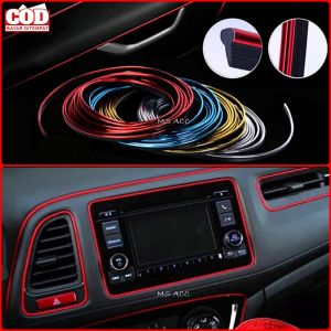 List Dekorasi Interior Mobil Panjang 5 Meter WARNA GOLD Bahan PVC Lis Chrome Termasuk Alat Pasang