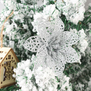 YESPERY 5pcs/set Christmas Flower Glittering Artificial Christmas Tree Decorations Hollow-carved Design
