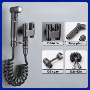 Vòi Xịt Vệ Sinh Bộ Vòi Sịt Vệ Sinh Tăng Áp Vòi Bồn Cầu Inox 304 Chia 2 Đầu Nước Không Gỉ
