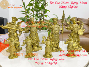 Bộ tượng tứ đại thiên vương bằng đồng 2 cỡ cao 12cm và 25cm