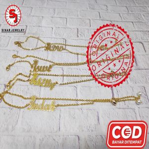 Strep Masker Kalung HIjab 2 In 1 Rantai Ukir Nama Sendiri Anti Karat Selamanya
