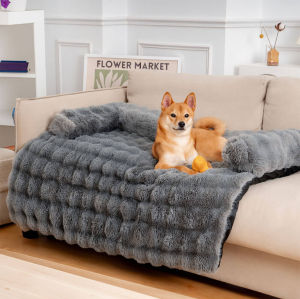 Lovinland Pet Fluffy Fuzzy Couch Cover Calming Washable Dog Bed Sofa Protector Soft Pets Mat for Small Medium Dogs and Cats Beds & Furniture