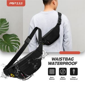 Slingbag Bahu Tas Pinggang PEGE Soren Tas Waistbag Pria Waterproof Antiair - PG 9128