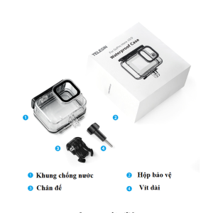 Khung chống nước TELESIN dành cho GoPro Hero 9/10/11 Black- Case vỏ chống nước bơi lặn lên tới 40m- Hàng chính hãng