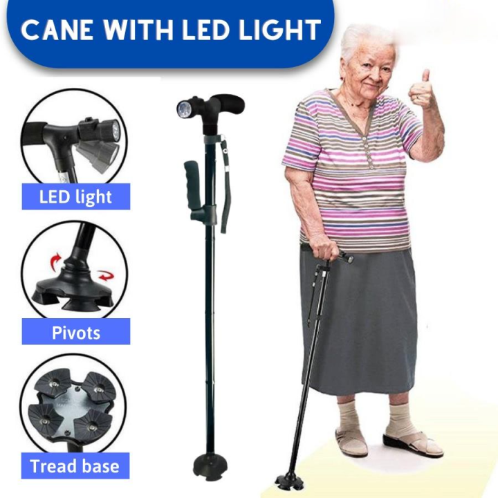 Walking Stick For Elderly With LED Light And Foldable Cane Made