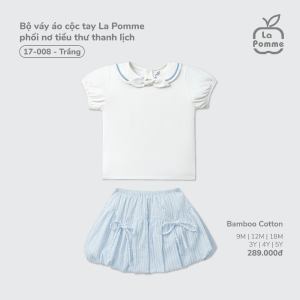 Bộ váy áo cộc tay La Pomme phối nơ tiểu thư thanh lịch - Sợi Bamboo Cotton mềm mại hỗ trợ kháng khuẩn – Bé gái - 9M- 5Y