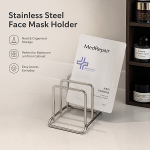 Metal Face Mask Holder Stainless steel bathroom skincare storage mirror cabinet shelf Organised Everyday Storage Convenient Access for Home Office or Travel Compact Design for Daily Organisation
