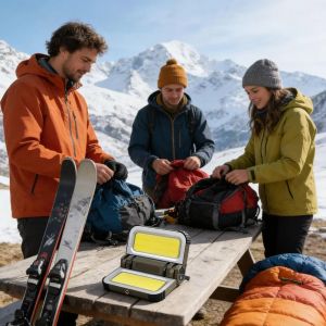 CYI47 ic Design Portable Camping Light Adjustable Brightness Hanging Design Solar Rechargeable Lamp Solar Panel LED Illumination Foldable Work Light Outdoor Camping