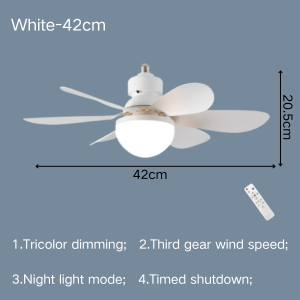 E27 Ceiling Fan With LED Fan Light 6 Blades Small Ceiling Cooling Electric Fan Lamp Remote Control