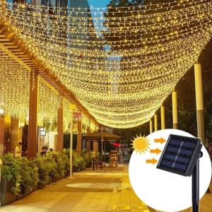 Christmas light solar/plug Icicle Light Fairy String Lights Eaves Decor with for Decor gardens  courtyards trees  Christmas parties  Outdoor Curtain Wedding