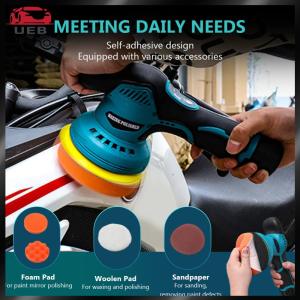 [UEB AUTO]แบตเตอรี่ลิเธียมไร้สายไร้สายรถบัฟเฟอร์ขัดด้วยความเร็วตัวแปร์ 8 ชุด 2500-5000 RPM รถบัฟเฟอร์ขี้ผึ้ง เครื่องขัดขี้ผึ้งสำหรับรถขัด
