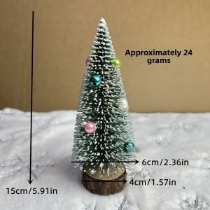 OKKFINE Plastic Christmas Tree Cedar Tree Mini 15/20/25/30cm Snowflake Pine  Tree  Miniature Snow Decor for desktop Christmas decoration