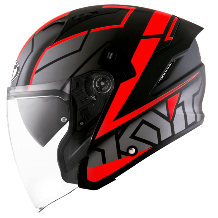 RAYA PROMOTION KYT HELMET NFJ MOTION MATT RED FLOU OPEN FACE DOUBLE