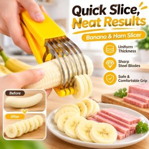 Stainless Steel Banana Slicer Ham Slicer Meat Slicer Kitchen Tool Durable Sharp Easy To Clean Fruit Cutter Kitchen Gadget