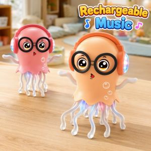 Happy Everyday.you Electric Dancing Octopus Baby Toy Crawling Musical Lighted Tummy Time Sensory ABS Play