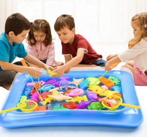 Halo-Halo Mainan Anak Set Kolam Pancingan Ikan 40 PCS Mainan Pancing Ikan + Kolam Pancingan Magnet Anak- termasu kolam ikan dan pompa