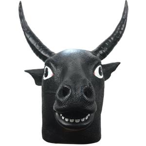 Halloween Cosplay Ox Head Mask with Horn Animal Cattle Full Head Mask for Halloween Masquerade Carnivals Cosplay Party