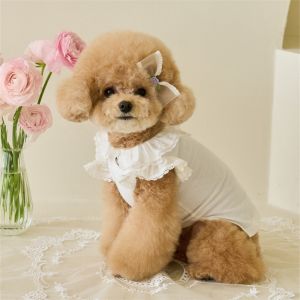 DEQIX Soft Rose Flower Dog Dress Thin Design Breathable Pet Summer Clothes Pet Supplies Cute Cat Princess Skirt Puppy