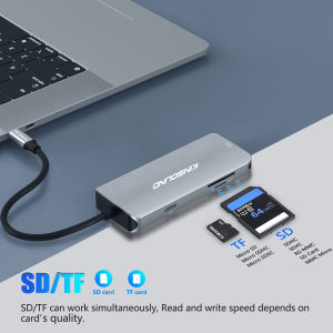 Kinsound USB C Hub Adapter 7 in 1 Thunderbolt 3 Mac Hub dengan HDMI 4K & USB-C Power Delivery