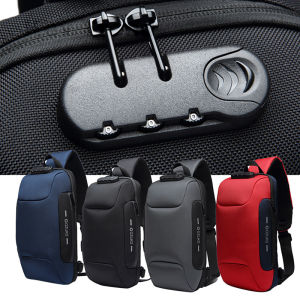 OZUKO USB Anti-Theft Chest Bag with Password Lock for Woman Crossbody Bag with USB Charging Port Waterproof Oxford Cloth Handbags Shoulder Bag for Man Suit for Travel Sports
