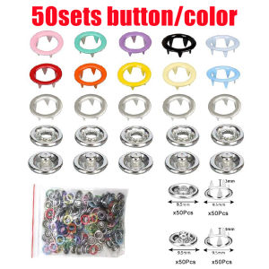 Plier Tool 50 Set Metal Sewing Buttons Hollow Solid Prong Press Studs Snap Fasteners for Installing Clothes Bags