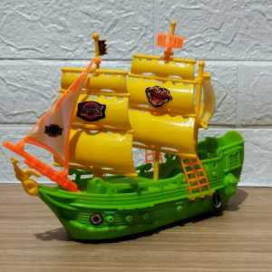 Mainan Perahu Layar Tarik Dorong Anak - Kapal Bajak Laut Kapal Pirates Of Caribbean Anak Laki Edukasi
