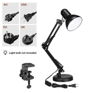 Multi Angle Adjustable Swing Arm Desk Lamp Metal Table Light With Weighted Base And Desk Clip For Home Office College Dormitory Reading Studying Setup Accessories