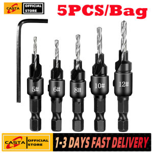 【COD + local seller】5pcs Countersink Drill Woodworking Drill Bit Set Drilling Pilot Holes For Screw Sizes #5 #6 #8 #10 #12