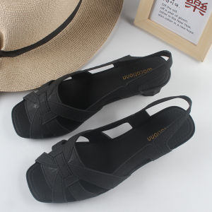 Free Shipping New Minimalist Fish-Mouth Open-Toe Sandals For Women Featuring A Solid Color Design PVC Wedge Heel And A Back Strap For Outdoor Wear In Summer
