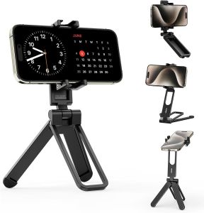 ULANZI MA26 Foldable Phone Tripod Pocket Cell Phone Vlog Video Tripod Handle Aluminium Smartphone Desk Stand 2 Cold Shoe Small Size All in One Lightweight Portable Vlog Stick for iPhone 17 Samsung