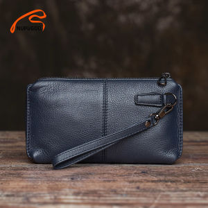 Túi Ví Cầm Tay Nam Thường Ngày Ví Da Thật Ví Đựng Tiền Xu Mini Cho Điện Thoại Ví Đựng Thẻ Tín Dụng Màu Xanh Kinh Doanh Nhỏ Túi Tiền NUPUGOO