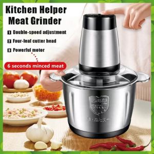 AllShop Stainless Steel Electric Meat Mincer Food Processor Electric Meat Grinder Household Food Chopper